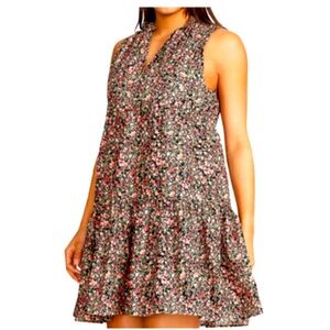 Sleeveless Cotton Tiered Ditsy Floral Mini Dress
